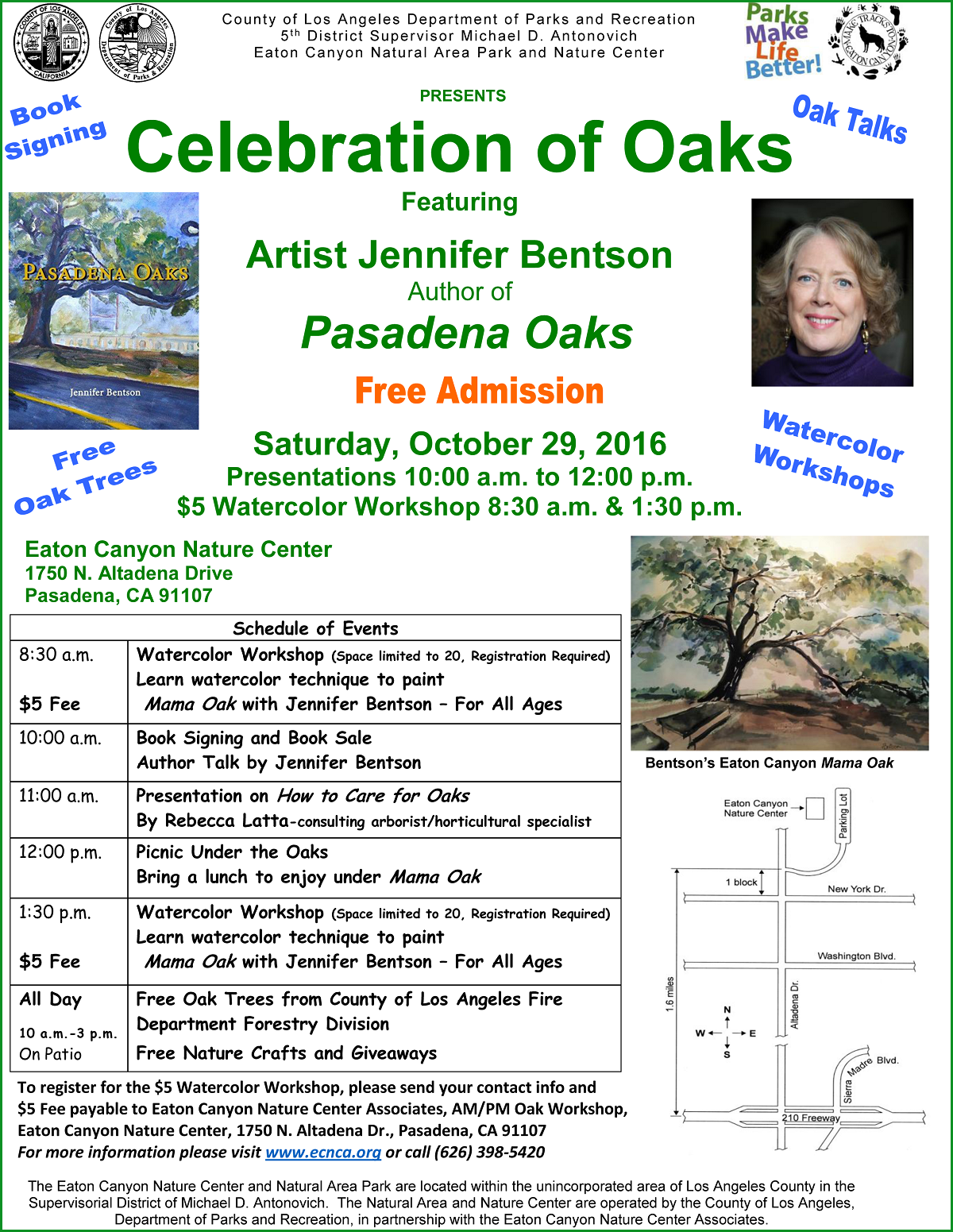 Eaton Canyon Nature Center Celebrates Oak Trees with A Community Event Featuring Local Artist Jennifer Bentson