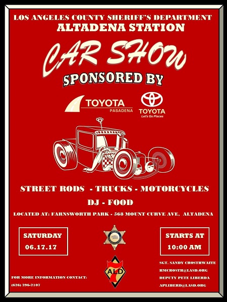 Altadena’s 5th Annual Car Show to be Held at Farnsworth Park, Saturday June 17